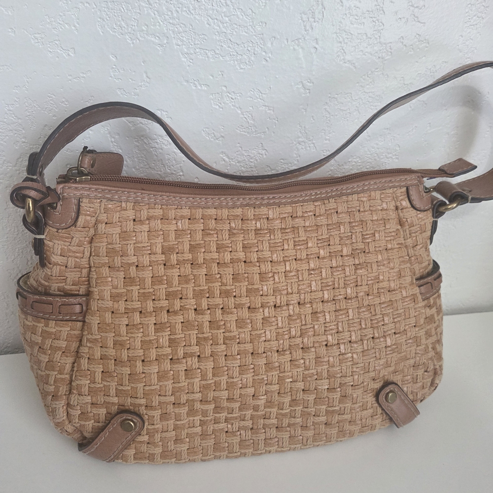 Fossil Tan Woven Shoulder Bag
